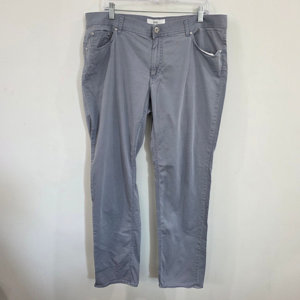 Brax Men Pants Size 38x31 Gray Ultralight Micro-Check Five-Pocket Trousers